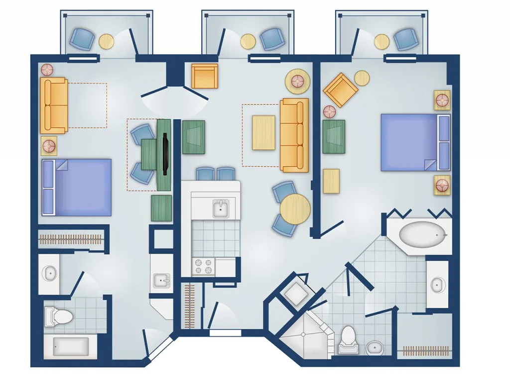 2-Bedroom Lock-Off Villa Floorplan DVC Resale