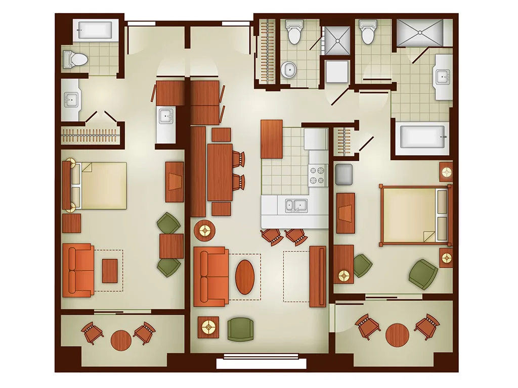 2-Bedroom Lock-Off Villa Floorplan DVC Resale