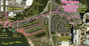 Bay Lake Tower and Disney's Contemporary Resort - Path Map